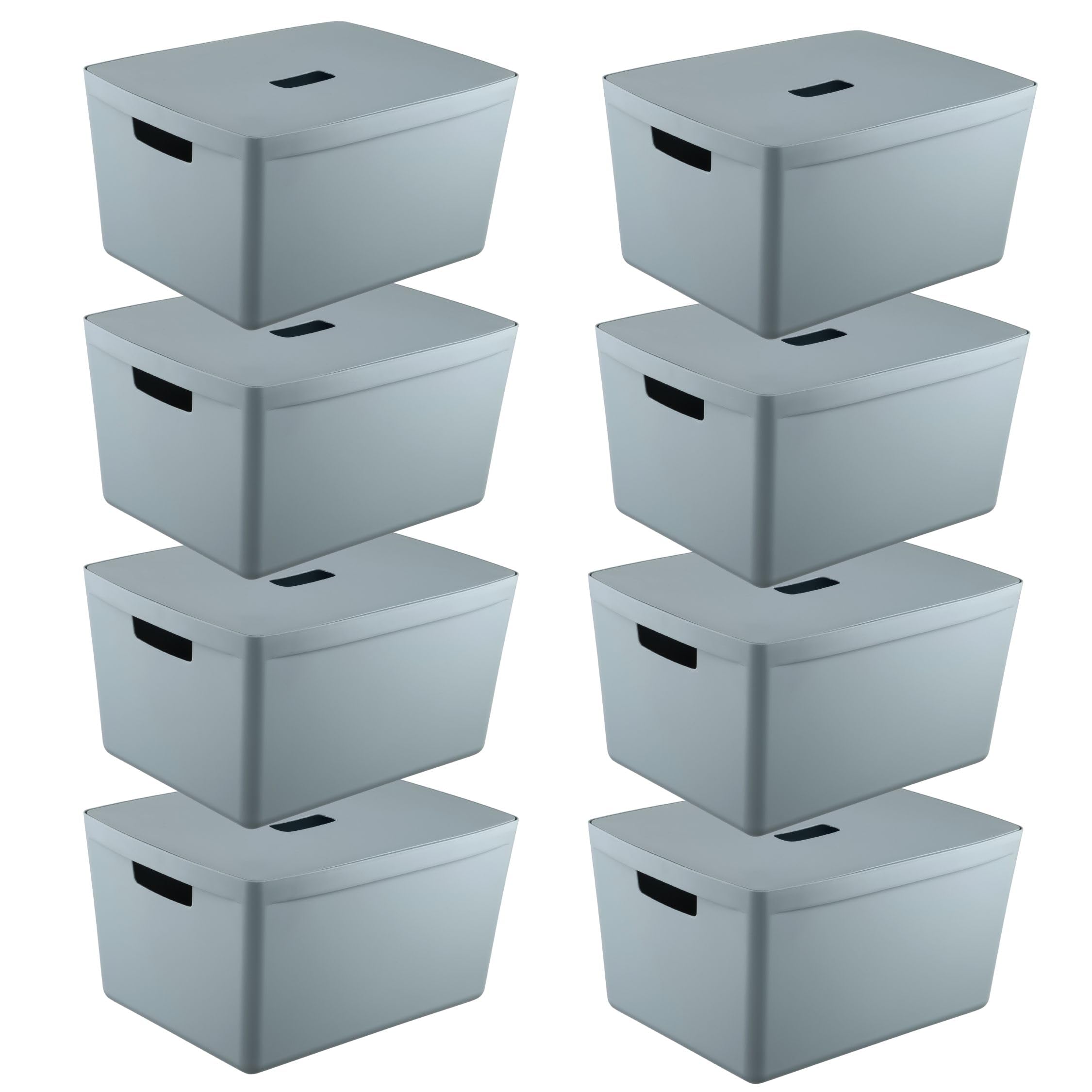 IDEA HOME Storage Boxes with Lids 8 Pieces - Plastic Storage Box - Storage Organiser - Really Useful Boxes for Storing Various Items in the Living Room, Bedroom or Bathroom 28L, Blue โ image 1