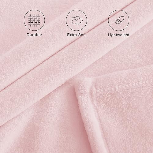Miniatura 4 de NICETOWN Manta de forro polar rosa para sofá, suave y mullida manta de regazo de franela de lujo para niños, súper acogedora y cómoda para otoño e