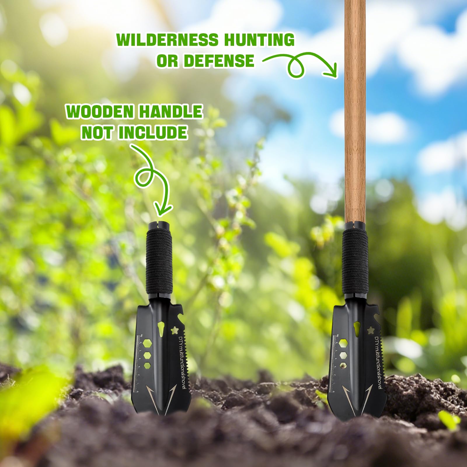 Vanga per Orto, Pala Campeggio 9 in 1 – Pala Portatile Leggera con Borsa per Giardinaggio, Campeggio, Escursionismo in Spiaggia e Sopravvivenza