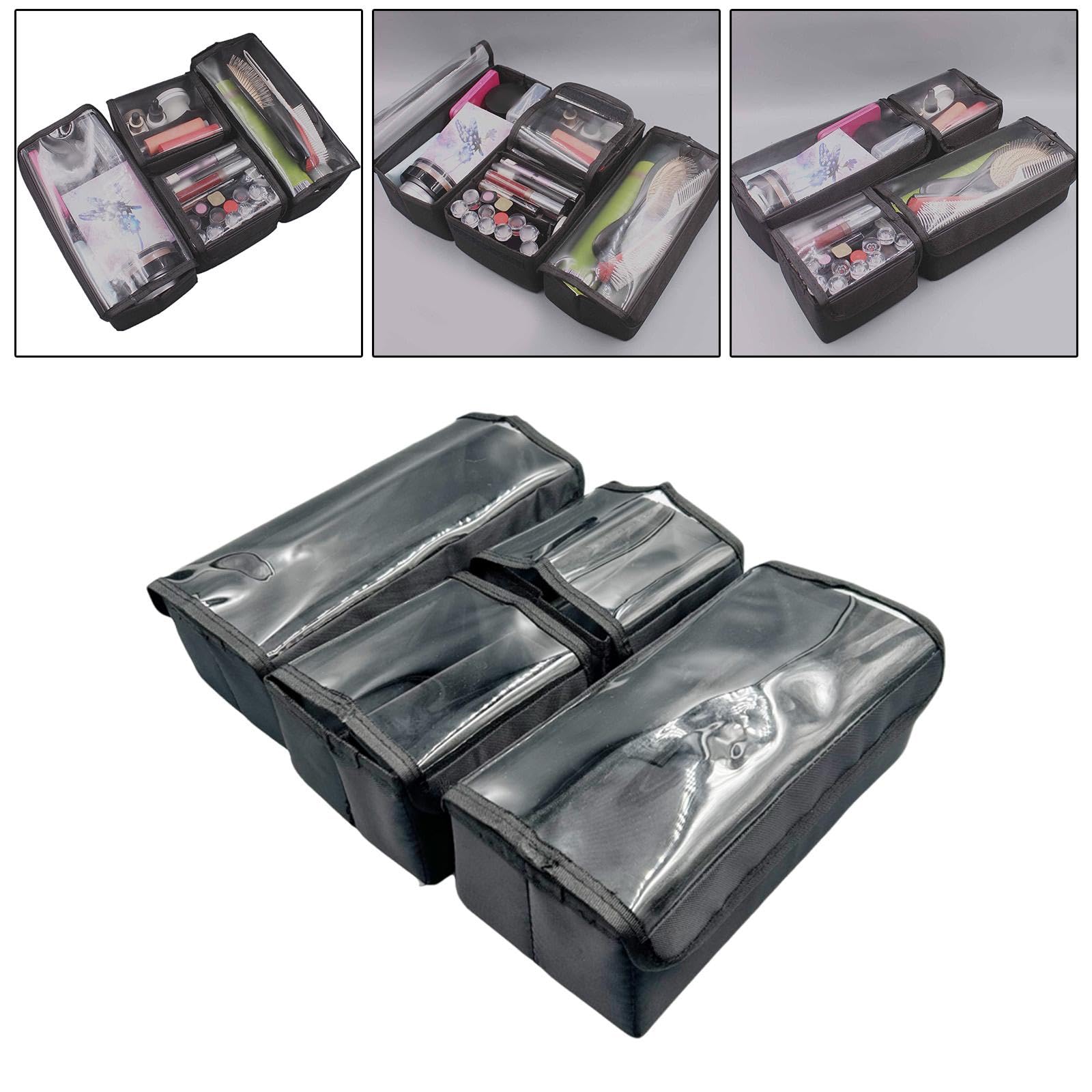 Pochette Cosmetica, Beauty Case, Contenitore in Tessuto Oxford, Accessori Da Viaggio, Essenziale con Divisori, Organizer Portatile, 2 grandi 2 piccoli