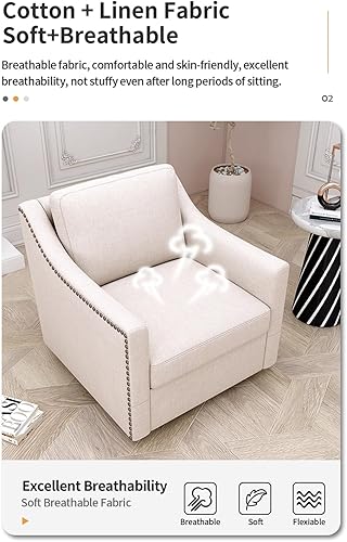 Miniatura 5 de Luxyhome - Silla giratoria de barril 360, de terciopelo, moderna silla decorativa tapizada de mediados de siglo, silla auxiliar redonda de sherpa