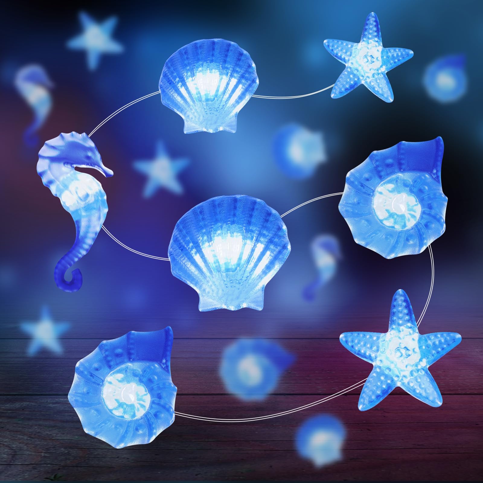 Catena Luminosa 2m 20 LED A Forma Di Animali Marini – Per Cameretta Bambini, Interno/esterno, A Batteria - 3