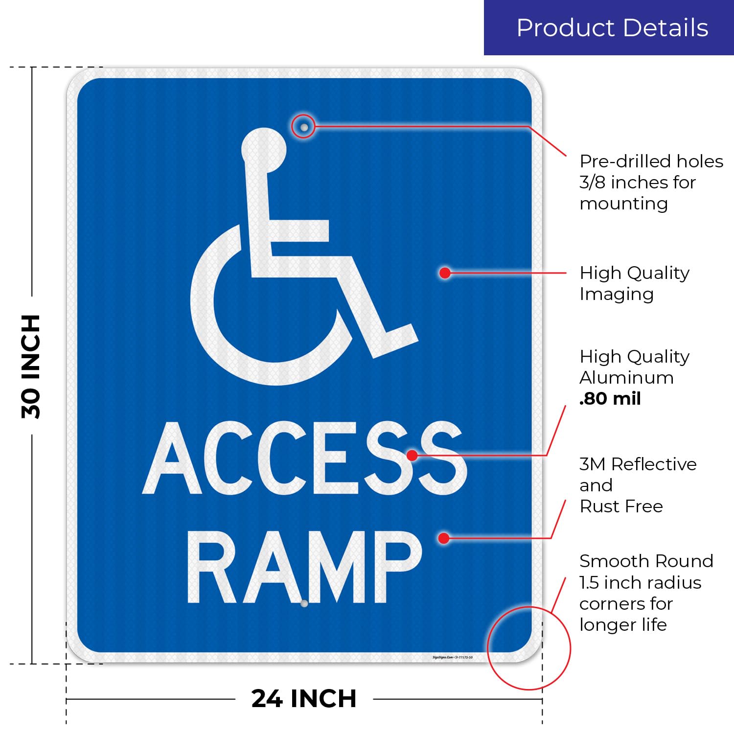 Only Authorized Vehicle Or Foot Traffic Allowed Sign - 24x30 Inches, Reflective Aluminum, Made In USA - View #4