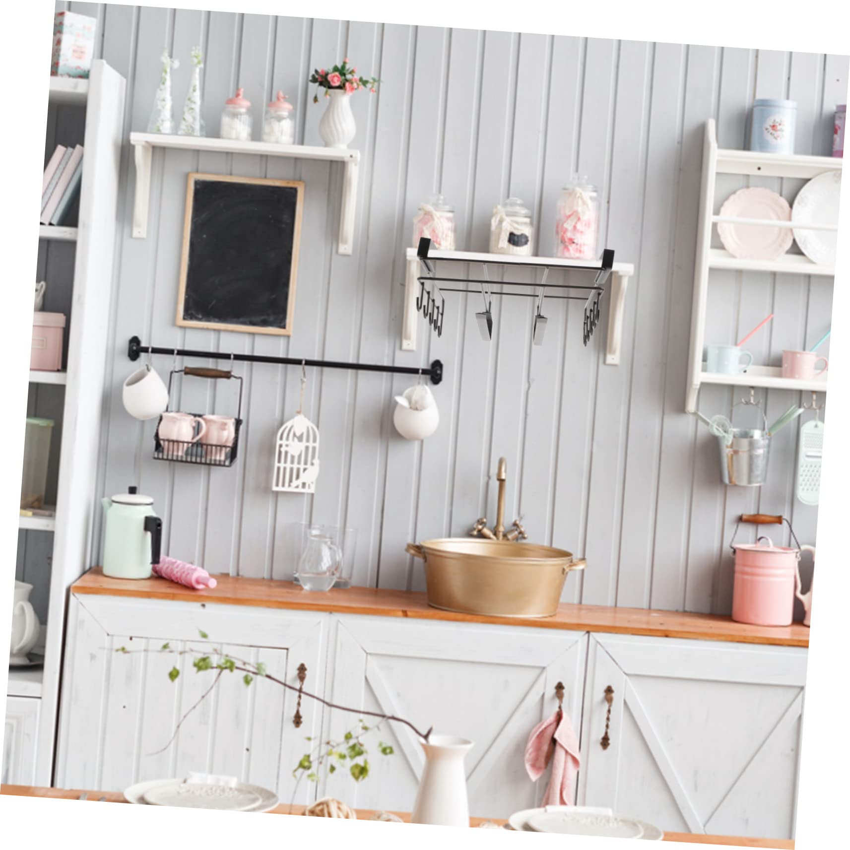 Soporte para Tapa de Olla de Cocina de Acero al Carbono Negro | Porta Tazas de Gabinete, Organizador de Tablas de Cortar, Bordes Redondeados, Diseño Simple y Fácil Limpieza