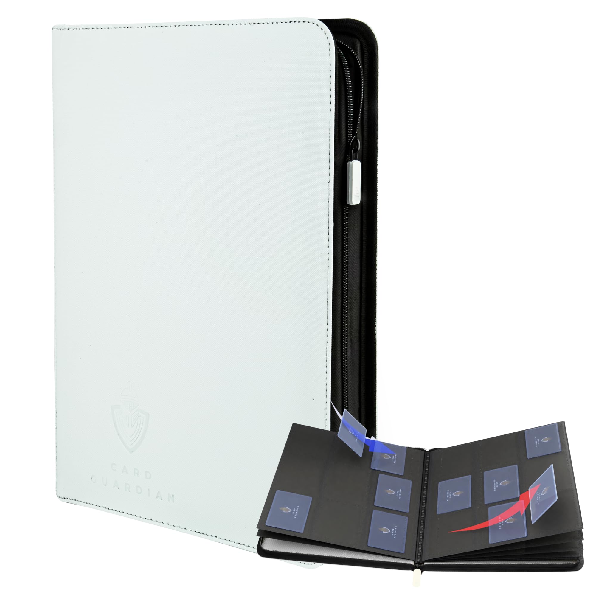 Card Guardian 9 Pocket Card Binder with Zipper, Holds 360 Cards, Side Loading Trading Card Binder for TCG & Football