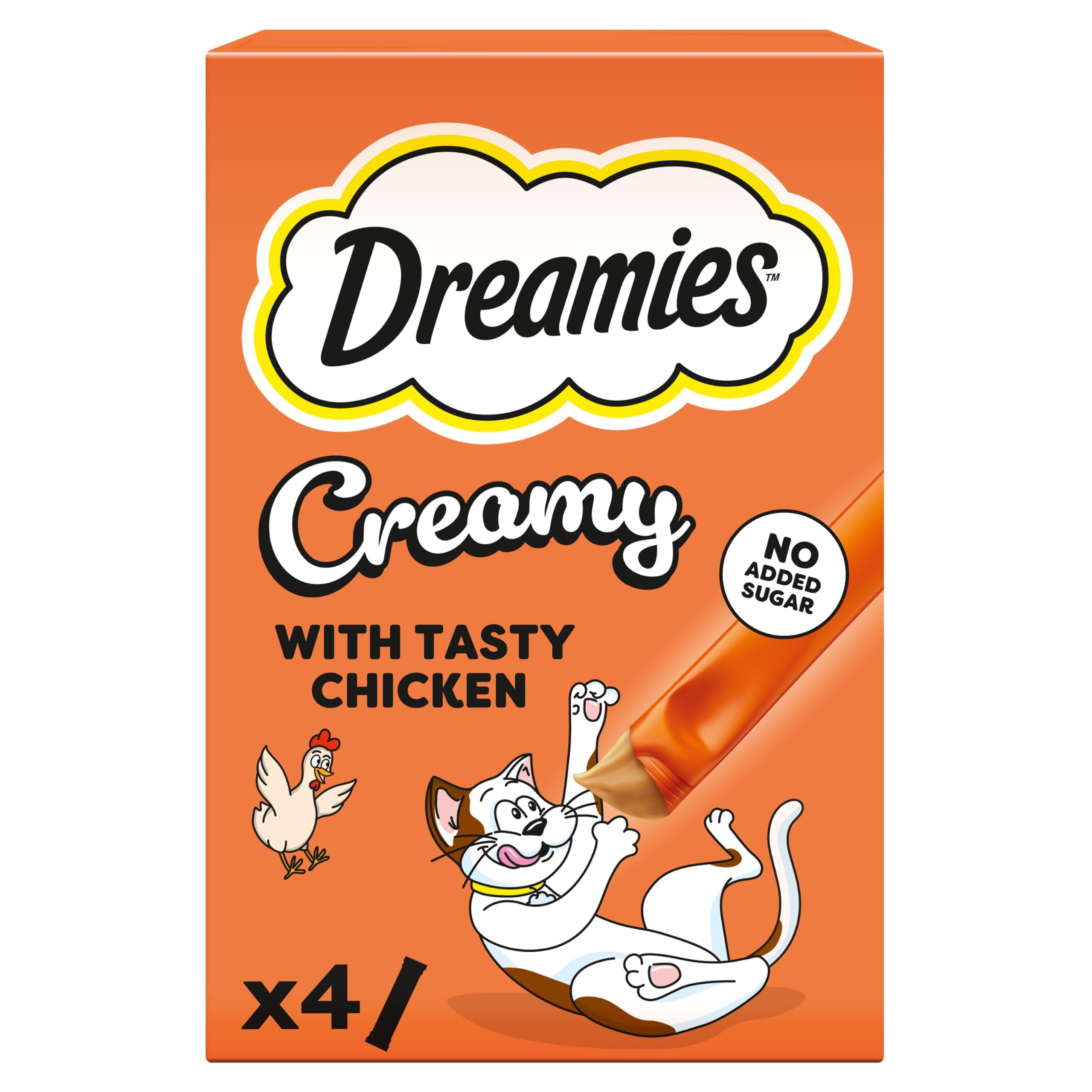 DREAMIES - Creamy Cat Treats - 11 x 40 g - Chicken - Multipack Snacks - 11 Packs