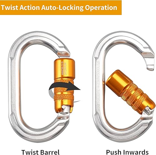 Vista 53 de SOB Clips de mosquetón de escalada con bloqueo automático, conector de mosquetón asimétrico de alta resistencia utilizado para rappel