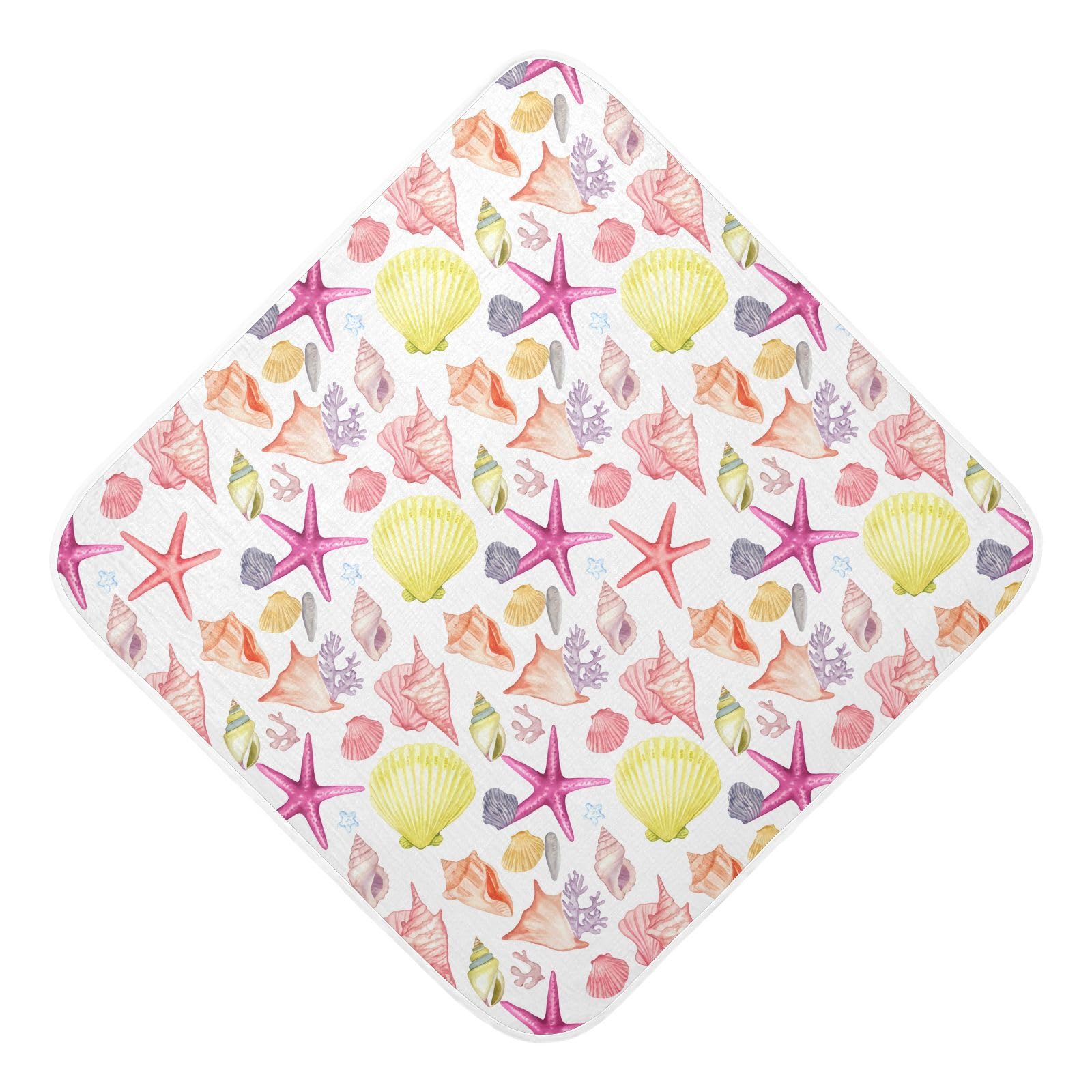 Msyxl Seashell Scatter Hooded Towel - Ultra Soft & Absorbent Muslin Cotton Bath Towel for Babies, Toddlers, Newborn - Boys & Girls Essential 35