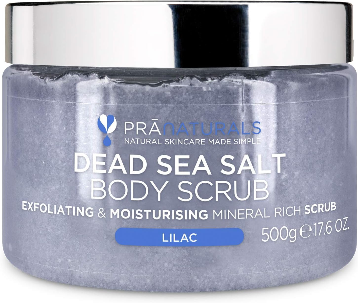 – PraNaturals Dead Sea Salt Body Scrub 500G – Hydrating & Moisturising, Natural Oils & Minerals, Exfoliating, Softening & Nourishing, All Skin Types, No Parabens, Vegan & Cruelty Free (Lilac)