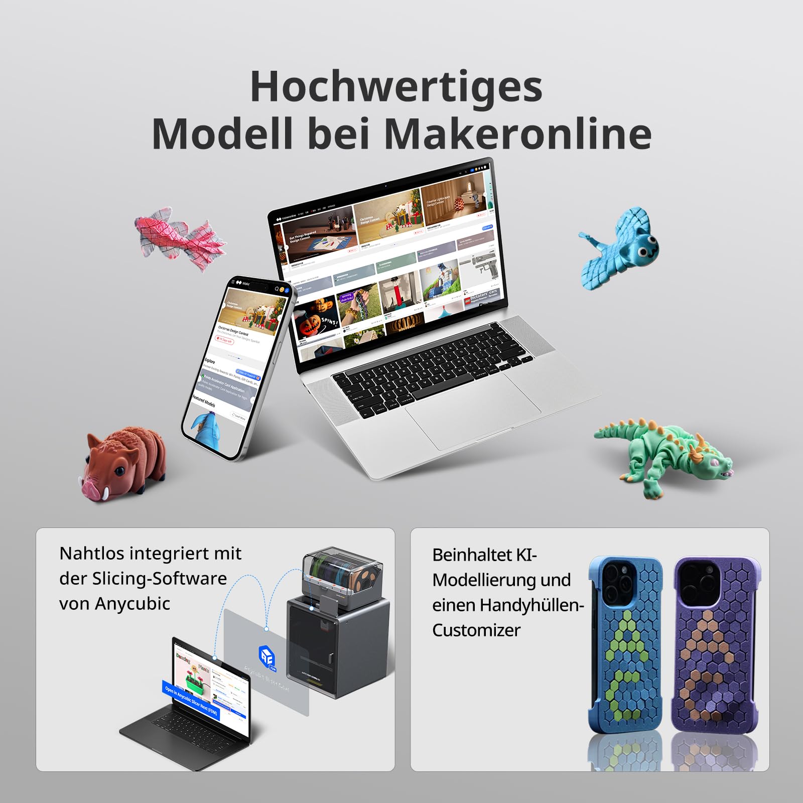 Anycubic Kobra S1 3D-Drucker, 600 mm/s Hochgeschwindigkeit, Schnell Abnehmbares 320 °C Hotend, Optionaler Mehrfarbendruck über ACE Pro, Druckgröße 250 x 250 x 250 mm