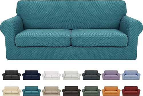 Miniatura 97 de YEMYHOM Últimas Fundas de Sofá a Cuadros de 4 Piezas para Sofá de 3 Cojines Extra Grande de Alta Elasticidad Engrosada Funda de Sofá para Perros