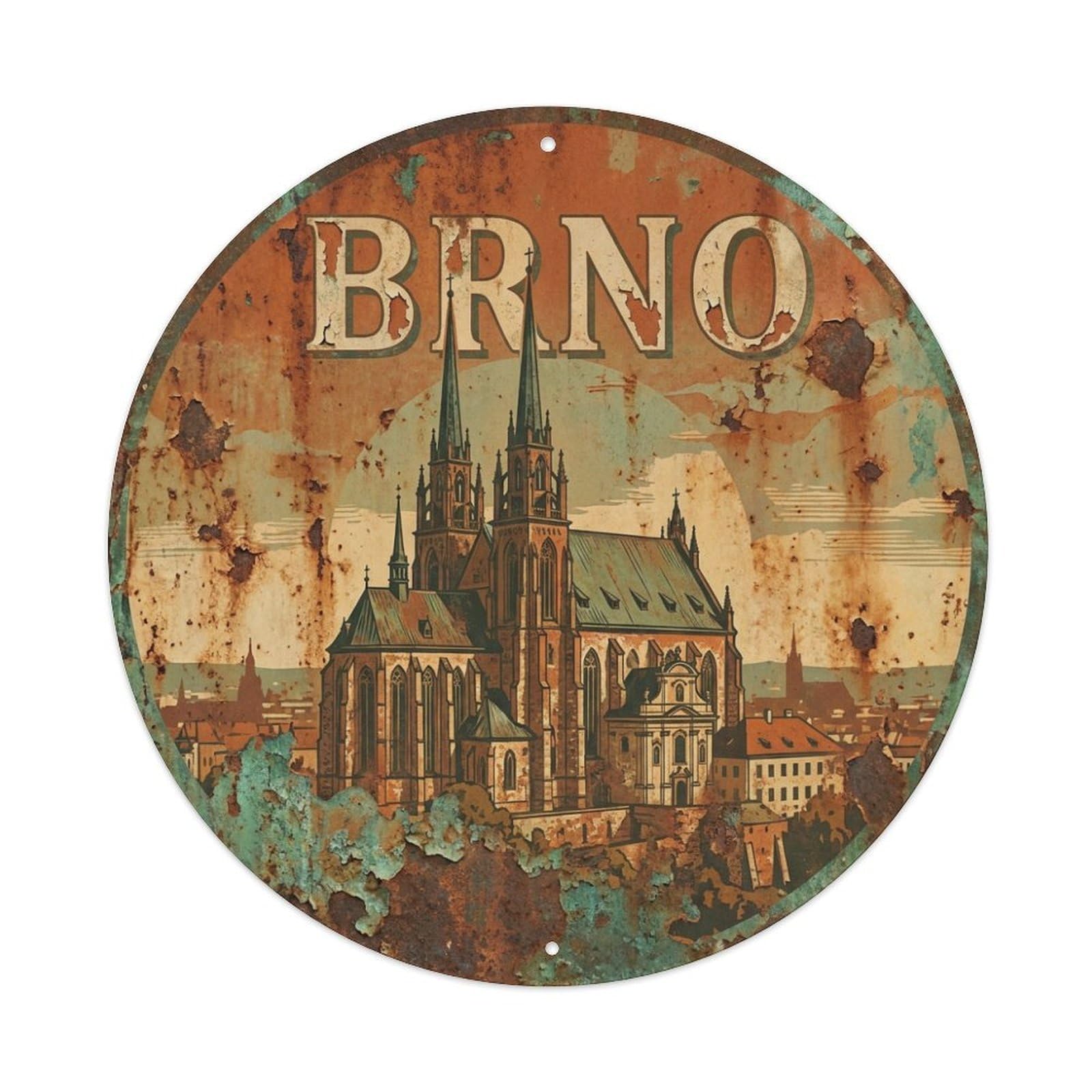 Galvaxio Style Czech Retro Travel Brno Metal Tin Sign