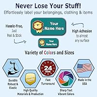 Vista 2 de Etiquetas de nombre personalizadas: diseños de iconos para niños, niñas y niños. 52 etiquetas impermeables para escuela, guardería y campamento.