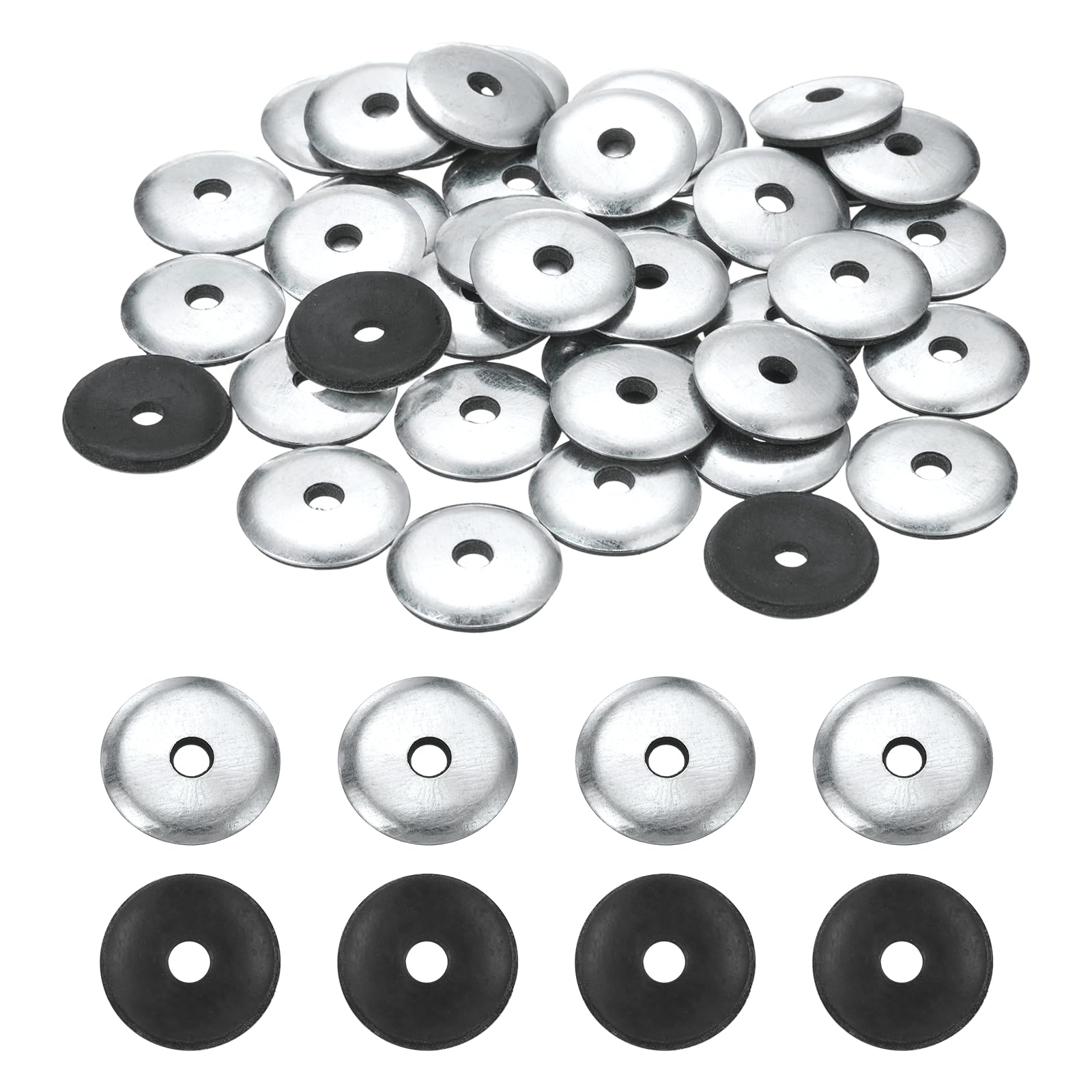 sourcing map 120Pcs EPDM Bonded Sealing Rubber Washers, 7/32" x 31/32" Galvanized Iron Neoprene Rubber Washers Gasket for Screws, Bolts, Metal Panels, Machinery