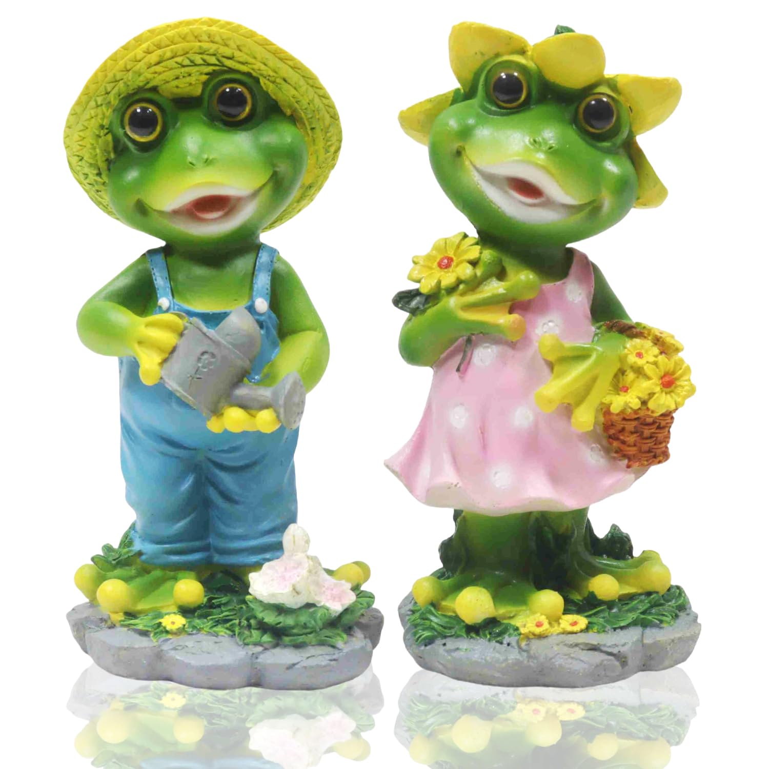 2 Pcs Frog Couple Statue - Funny Frog Statue for Home Garden Patio Decoration, Gift for Gardening Lover (Pack of 2)