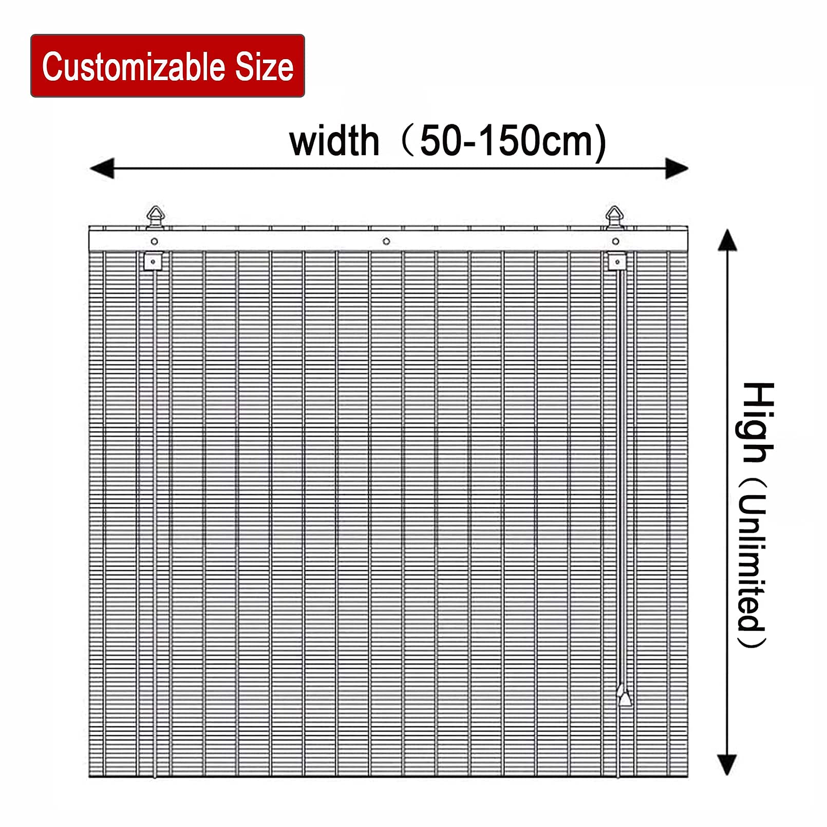 Stores à Enroulement en Bambou Rétro,Naturel Respirant Rideau en Bambou,Store Venitien Bois,Store Fenetre Occultant,Rouleaux Romains pour Balcon/Jardin/Intérieur/Extérieur (100x200cm/39x79in)