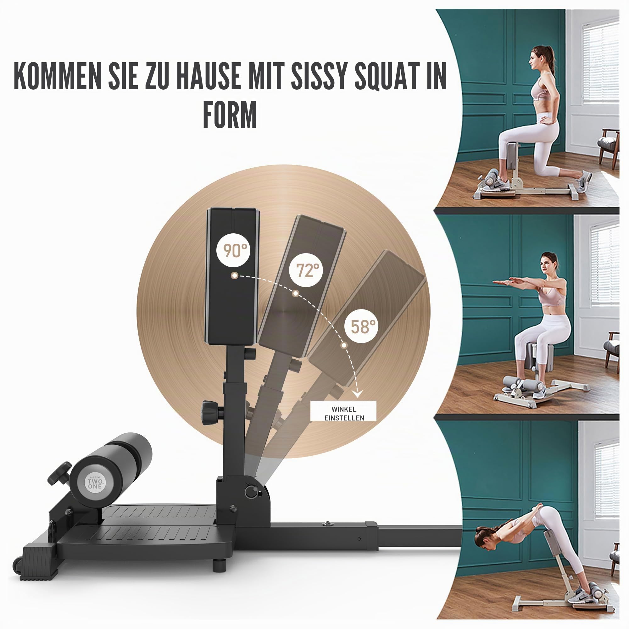 leikefitness Deep Sissy Squat Bench Core Workout Multifunktionale Beintrainer für Zuhause Fitnessstudio