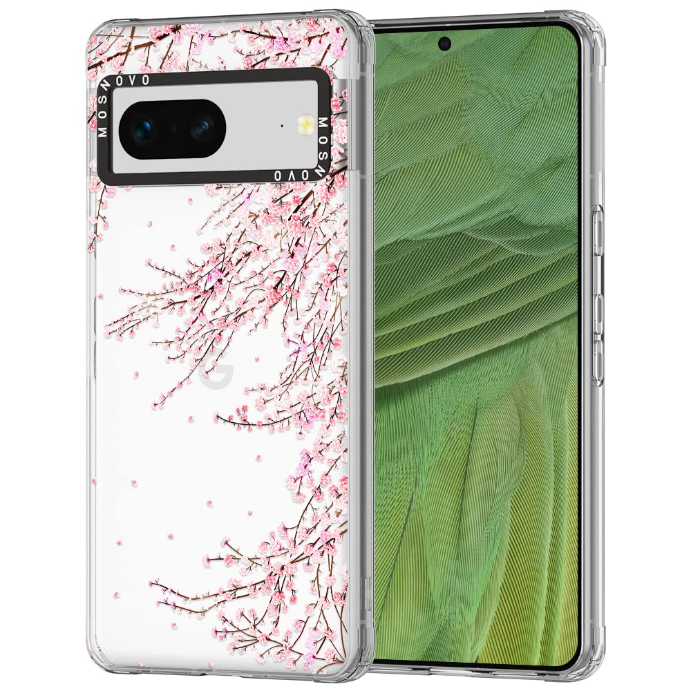 MOSNOVO for Pixel 7 Case,Google Pixel 7 5G Case, Cherry Blossom Flower Clear Design Shock Absorption Bumper Soft TPU Women Girl Cover Case for Google Pixel 7