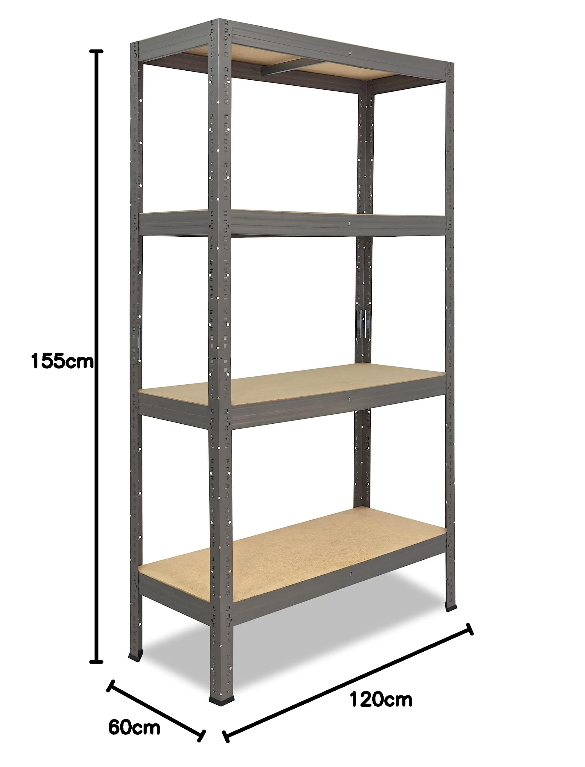 shelfplaza Pro 155x120x60cm regał metalowy szary: 4x200kg