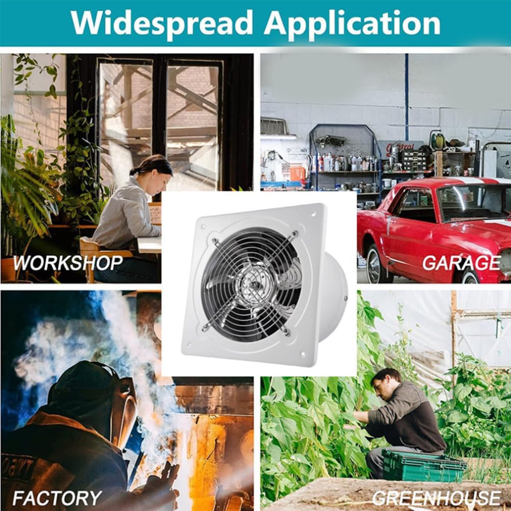 125W/12インチ 低騒音バスルーム用排気ファン 軸流型地下排気ファン キッチン、洗濯室、オフィス、ガレージ用 壁掛け換気扇（ホワ