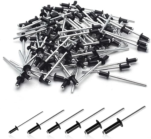 Remaches ciegos de aluminio 6 tamaños 180 piezas remaches de cobre negro remaches marinos remaches de aluminio para uso en interiores y exteriores
