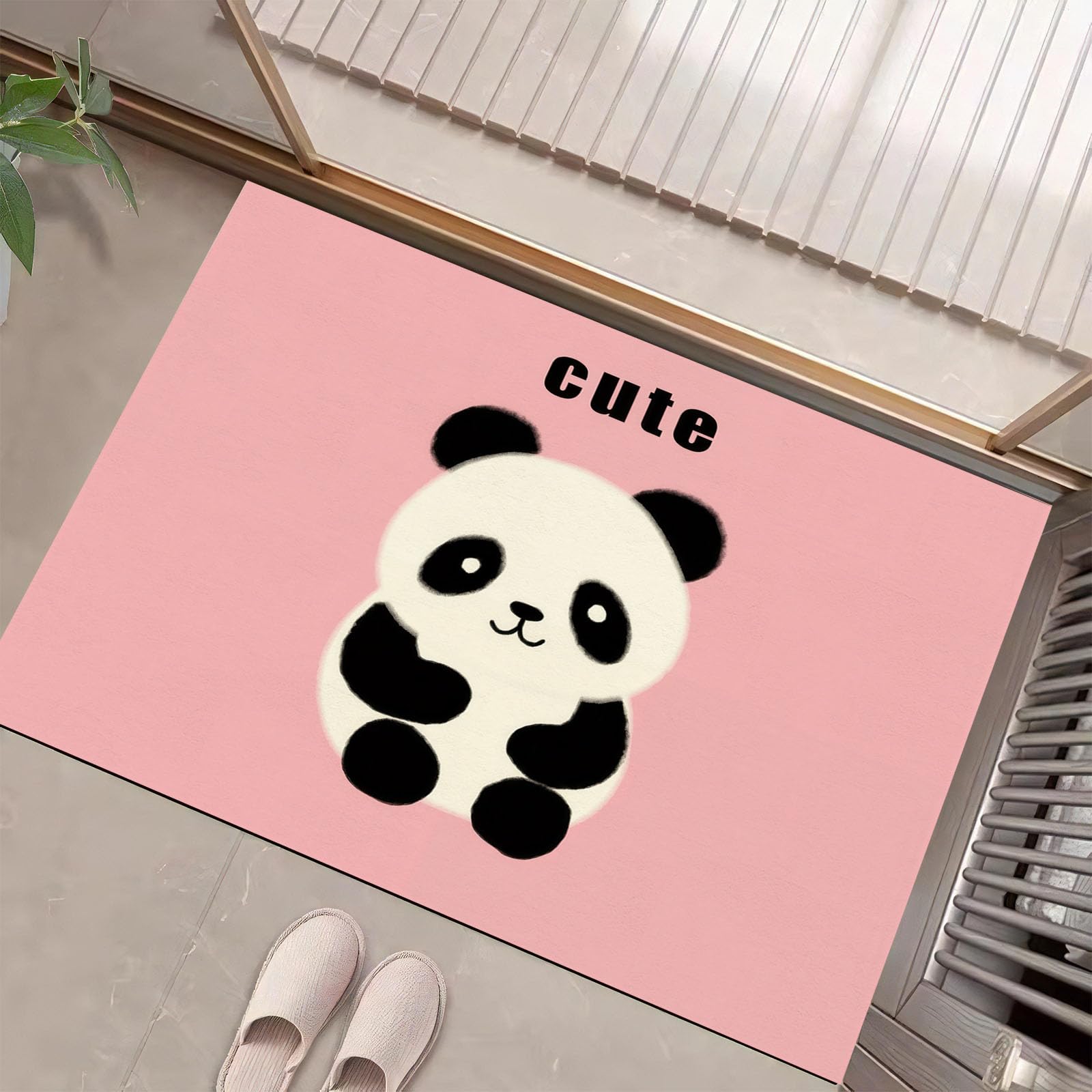 Waschbar Fußmatte Cartoon Panda - 80x120cm -Willkommen Fussmatte Minimalistische Tiere rutschfeste Fußmatte für den Eingang für Hauseingänge, Flure, Außentüren