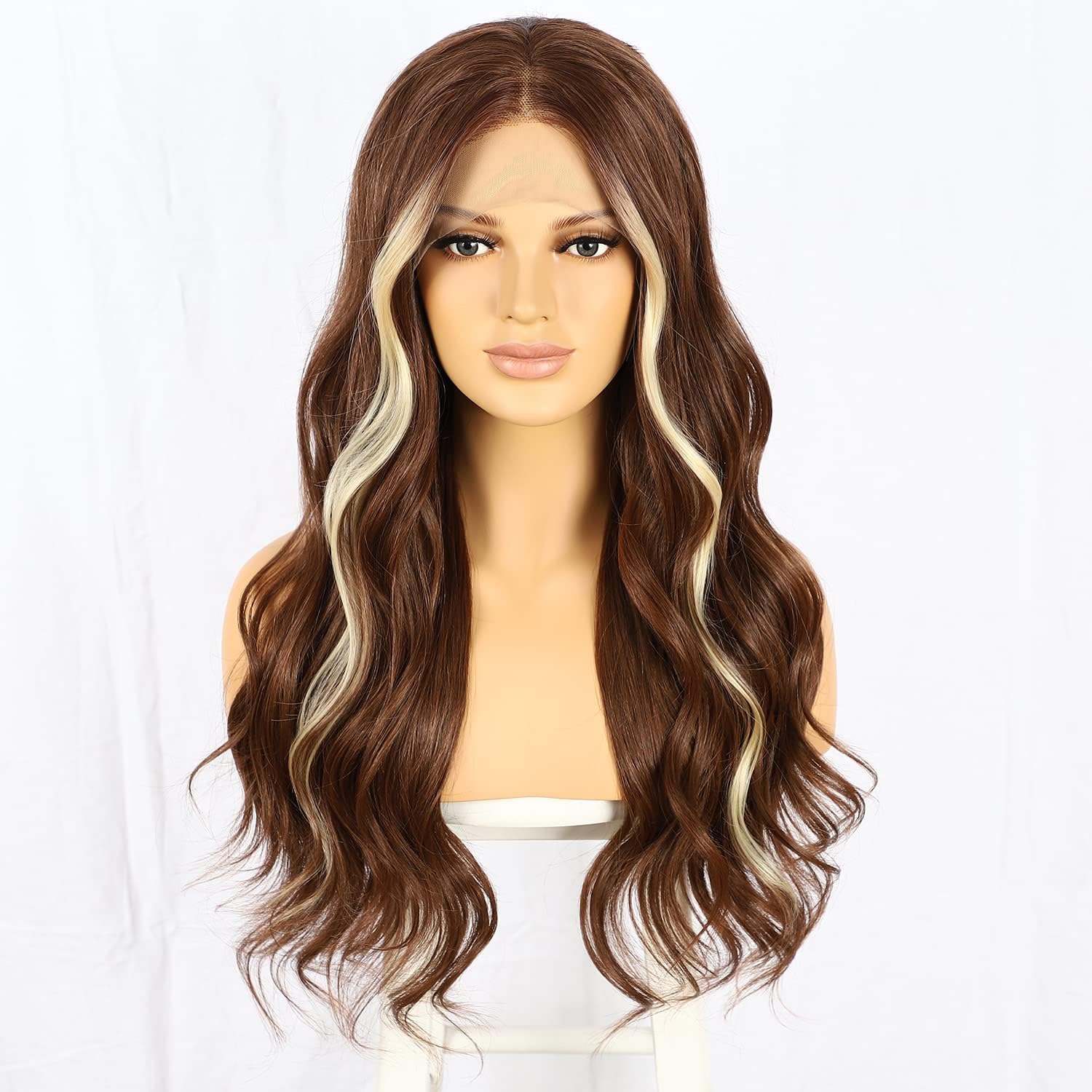 BABEHERS Wig Brown Wig Body Wave Synthetic Lace Front Wig Highlight Wig 613 Blonde Wig for Women Synthetic Wig 13 * 3 Brown Wigs 24inch