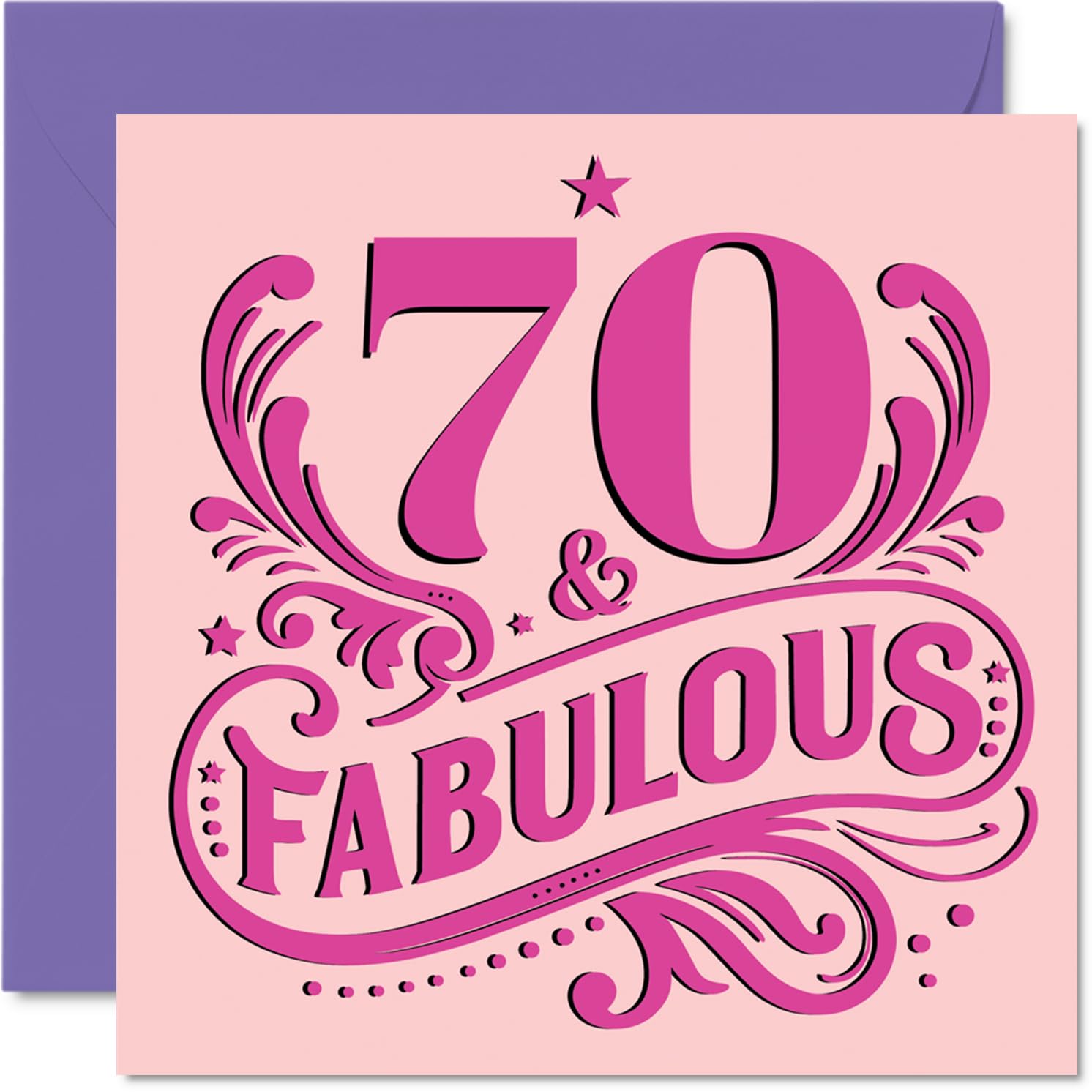 Stuff4 70th Birthday Cards for Women - Fabulous - Happy Birthday Card for 70 Year Old Woman Grandma Nanny Granny Aunt, 5.7 Inch Bday Greeting Cards