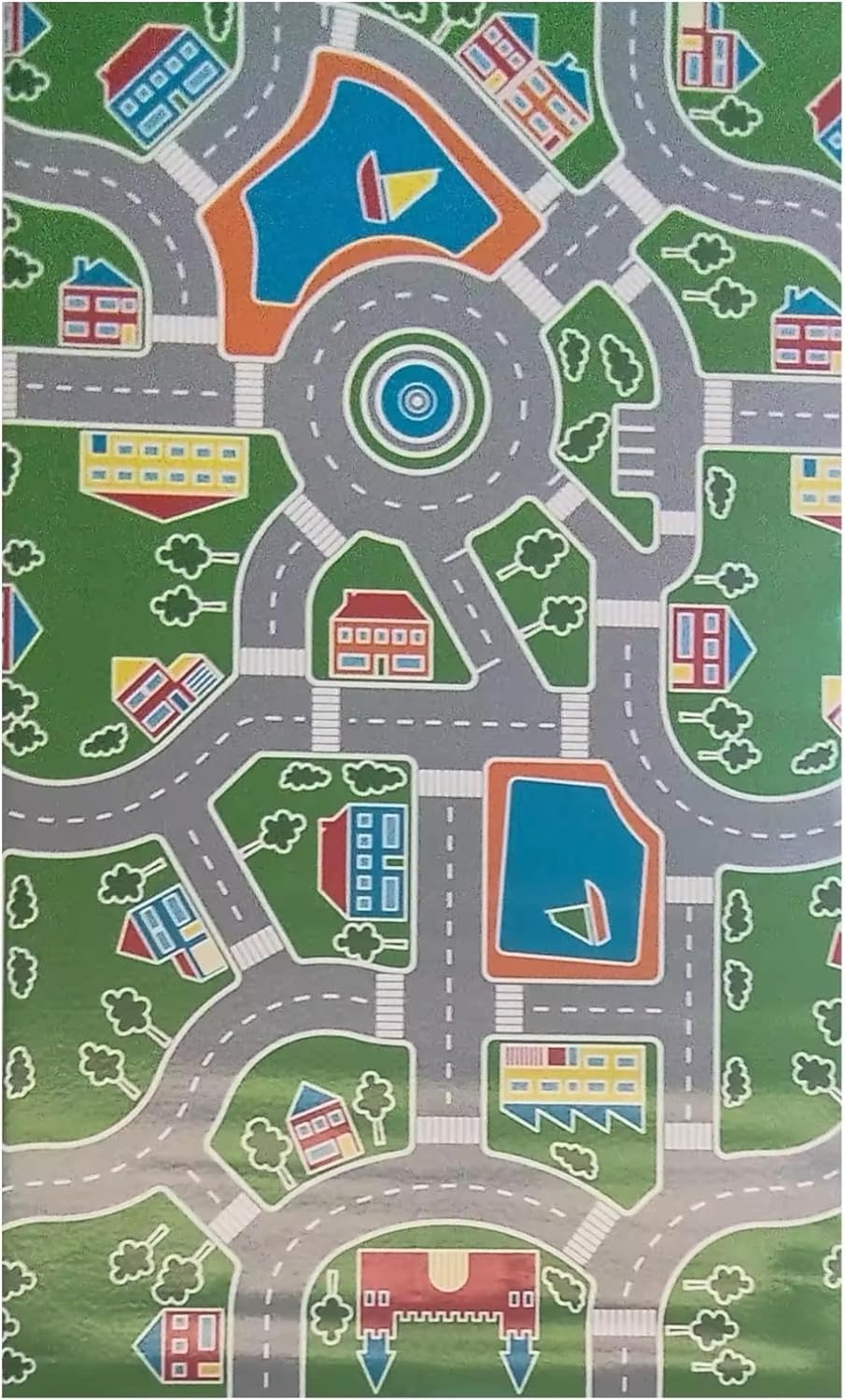 Alfombra Infantil Vinílica Carretera y Ciudad Juegos Niños 120x200 cm