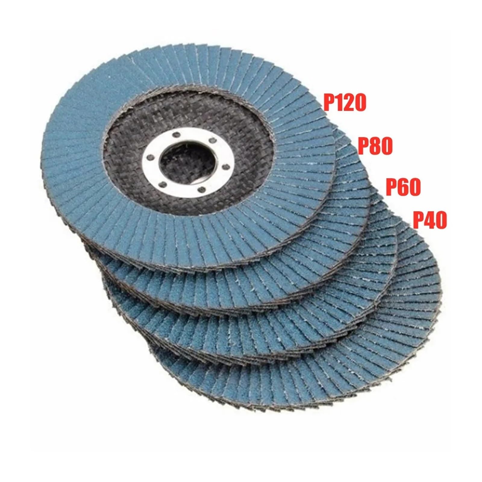 5 pz 125mm 5 "Disco Abrasivo for Smerigliatrice Angolare Metallo Plastica Legno Utensile Abrasivo 40/60/80/120 Grana Mole Dischi Lamellari(Grit 80)