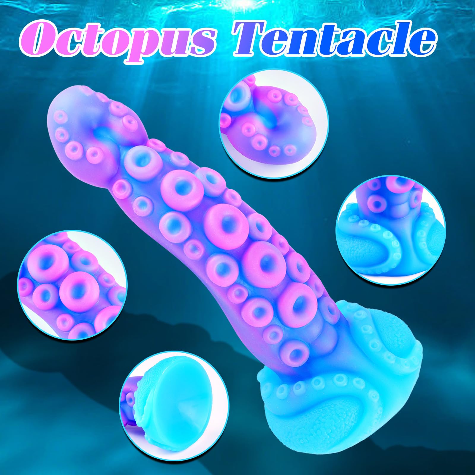 Realistic Monster Tentacle Octopus Dildo 2 Inch Wide, Silicone 8 Inch Extra Large Thick Girthy Anal Dildo Suction Cup, 7 Inch Creature Tapered Alien Dildos Fantasy Colorful Blue Sex Toy for Men Women: S