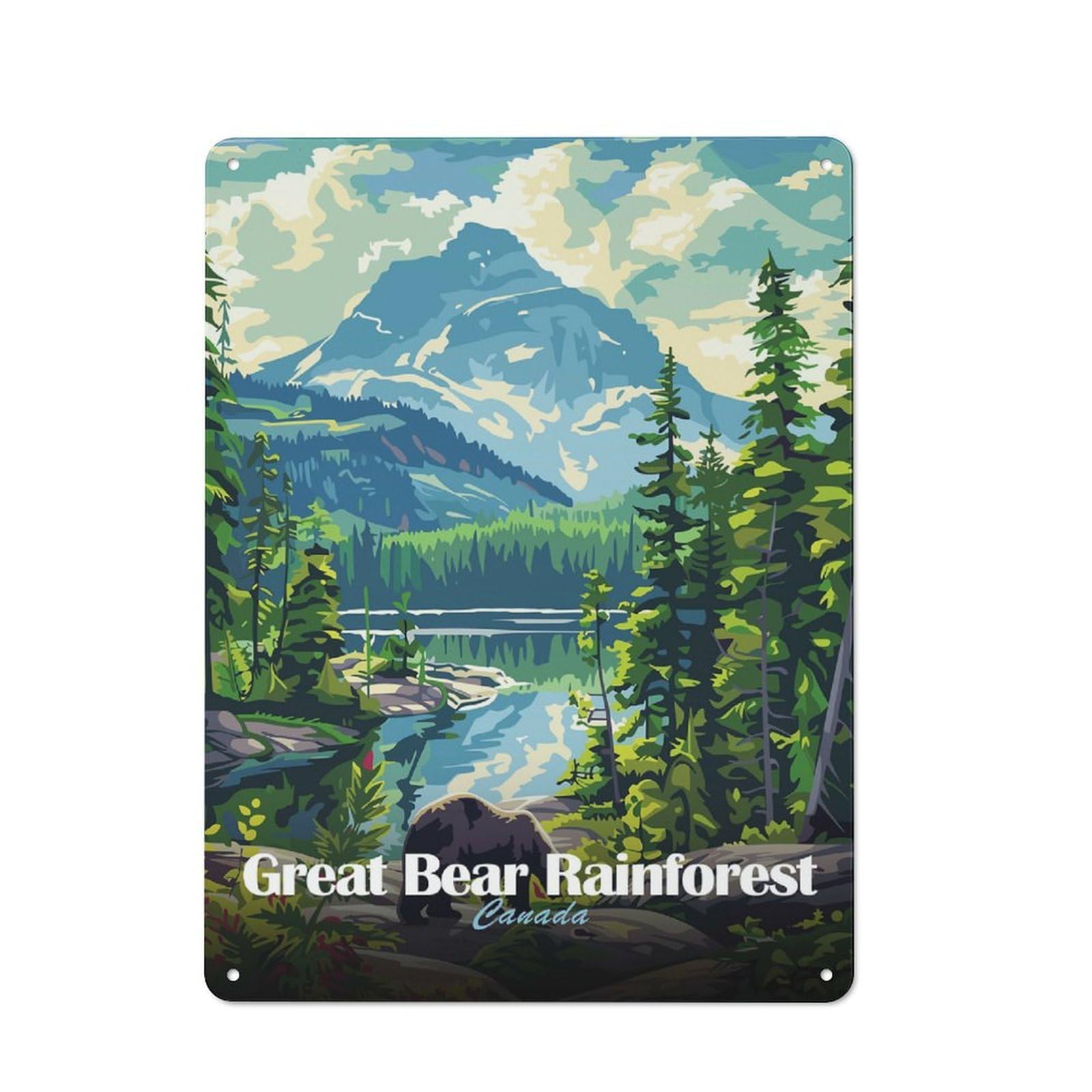 Junmoney Style-7 Great Bear Rainforest Canada Tin Sign 40X30cm For Hallway Wall, Retro Wall Decor, Suited To New Home Decorators