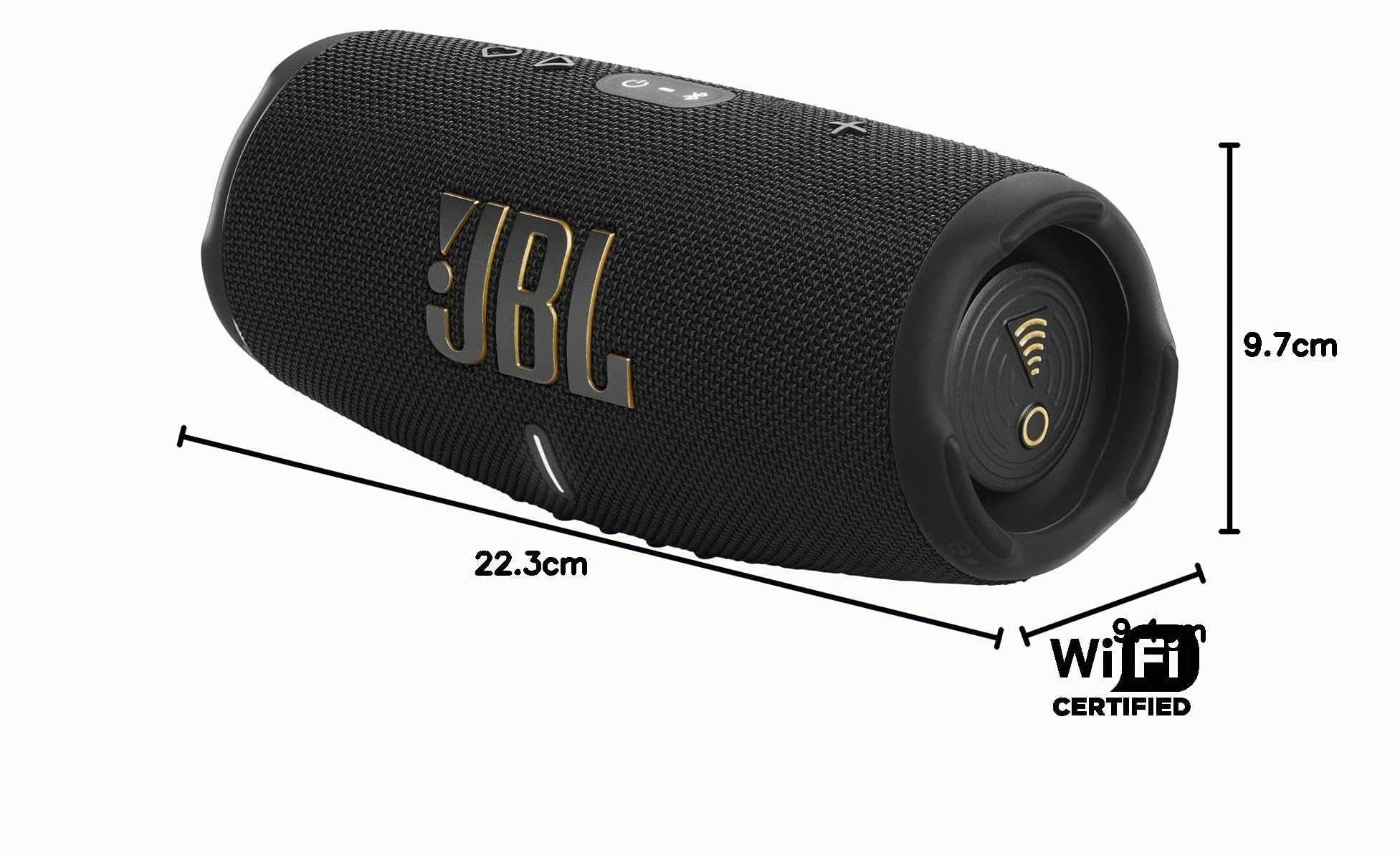 JBL Charge 5 WiFi, Enceinte portable, connexion Bluetooth et WiFi, Son Pro Original JBL, étanche à l'eau et à la poussière, 20h d'autonomie, Noire