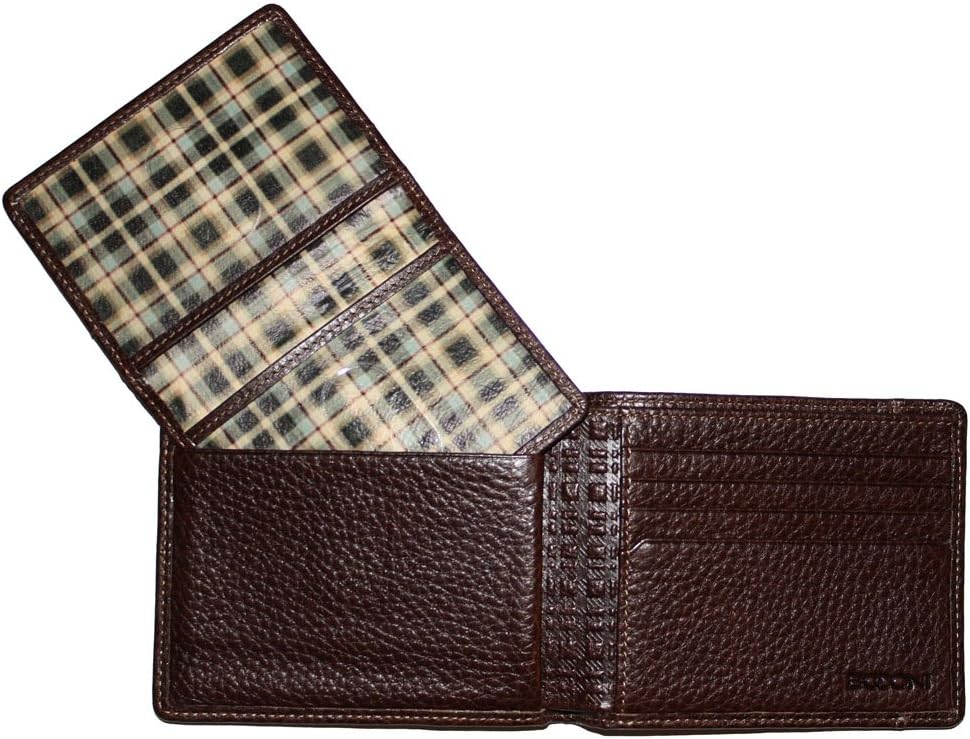 Boconi Tyler Tumbled Removable ID Passcase (Coffee w/plaid)