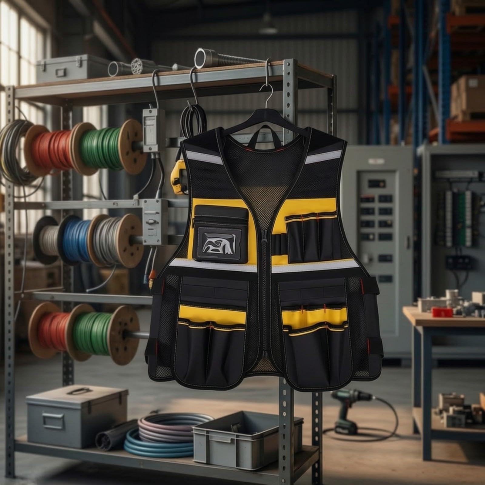 Ropa | Alta Visibilidad, Chaleco Herramientas con Bolsillos, Cómodo, Chaleco Trabajo, para Construcción, Taller, Electricistas