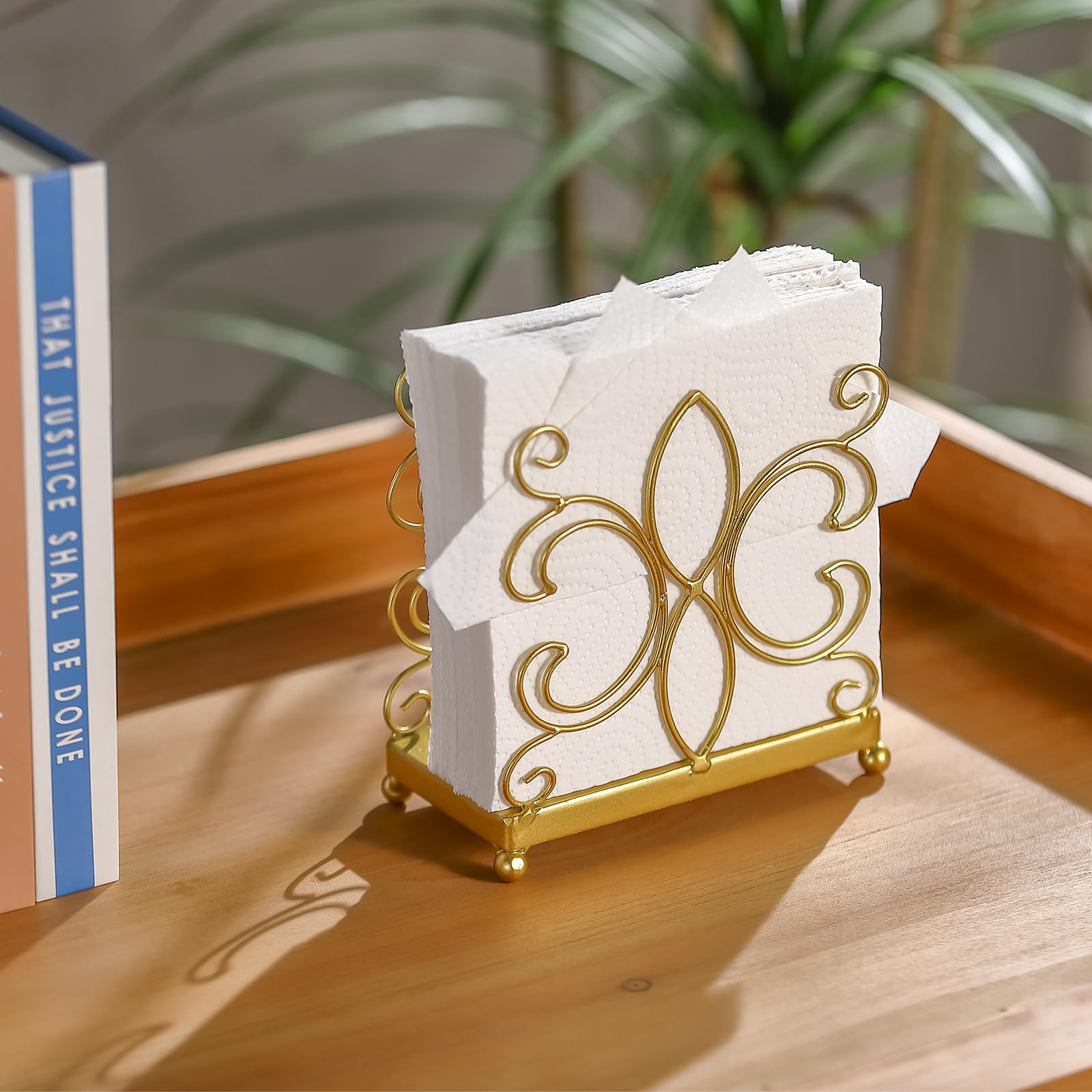 Servilletero dorado para mesa, servilleteros de metal modernos, servilleteros de cóctel dorado adecuado para restaurante, cocina y encimeras, cenas, regalos de vacaciones.