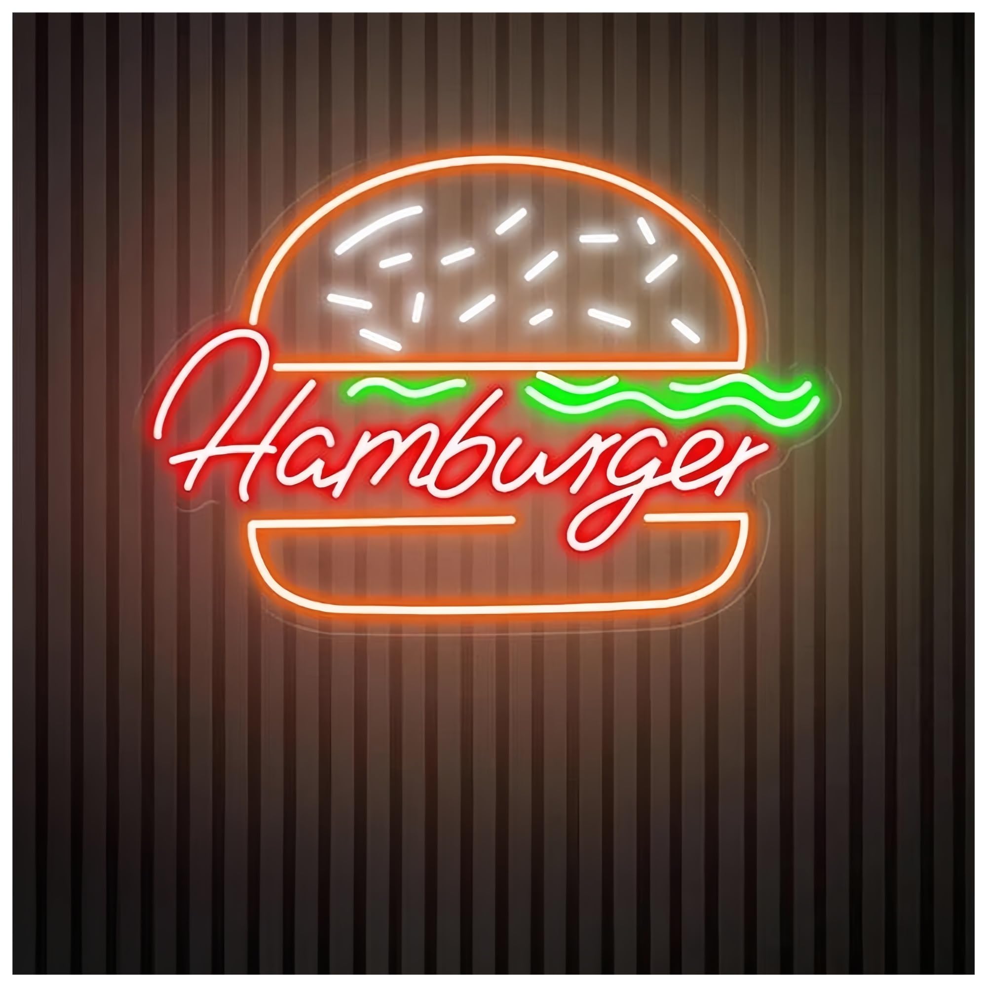 SHOUXI Sign Lamp Hamburger Neon Sign for Business Wall Decor Fast Food Shop Restaurant Decor Handmade Burger Light(B,70X50CM)
