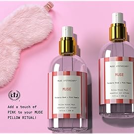 Muse Apothecary Pillow Ritual - Aromatic, Calming and Relaxing Pillow Mist, Linen and Fabric Spray, Infused with Natural Essential Oils - Great Valentine\'s Day Gift - 8 oz, Mandarin Ros + Pink Pomelo