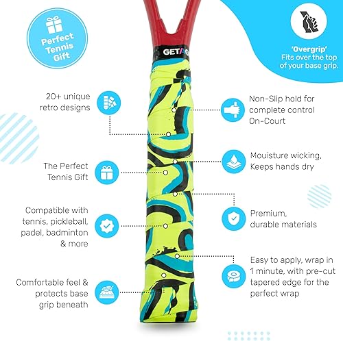 Miniatura 2 de Get A Grip - Cinta de agarre de raqueta de tenis personalizada, cinta para empuñadura antideslizante y de secado rápido, para raqueta de bádminton,