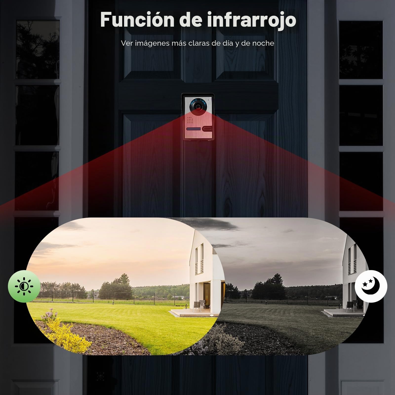 Videoportero de 7 pulgadas, sistema de intercomunicación de vídeo TFT con 1 cámara, 2 monitores, visión nocturna, interfono, timbre, cámara