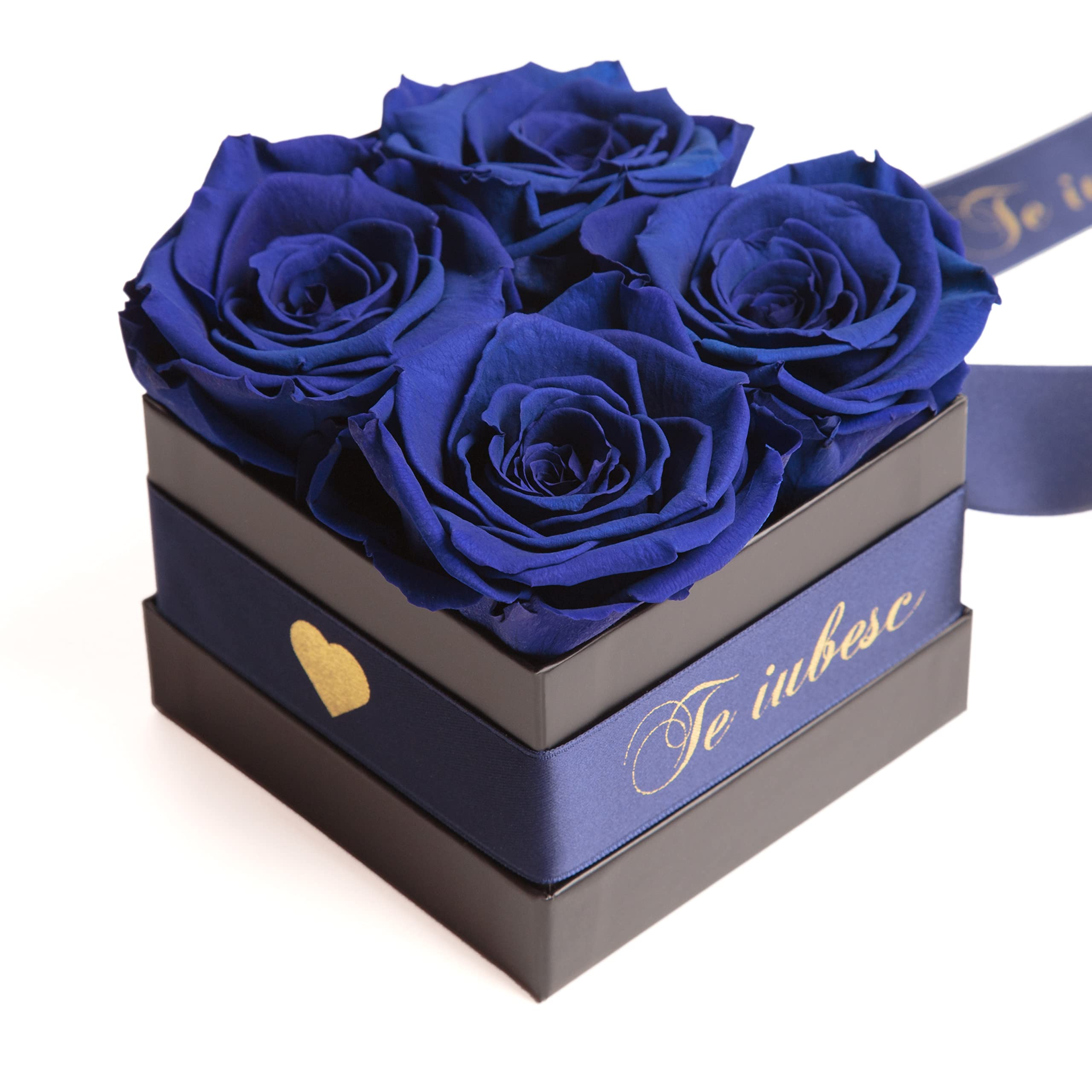 ROSEMARIE SCHULZ Scatola Rotonda Con Rose Eterne – Bouquet Di 4 Rose Conservate, Durata 3 Anni, Ideale Per Matrimoni E Regali Romantici