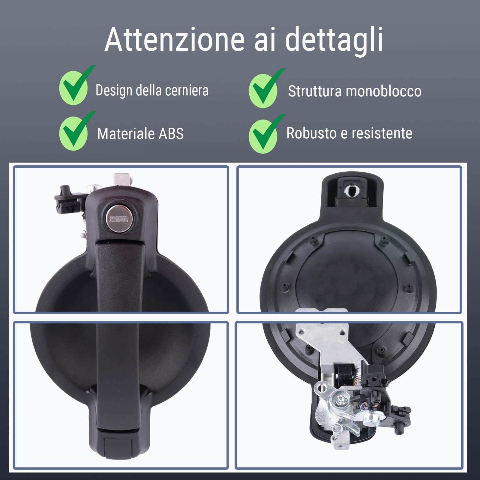 735309963 Maniglia Porta Esterna, Portiera Portellone Posteriore a Battente Compatibile con Fiat Doblo Cargo (MK1) & Doblo 119 2005–2010