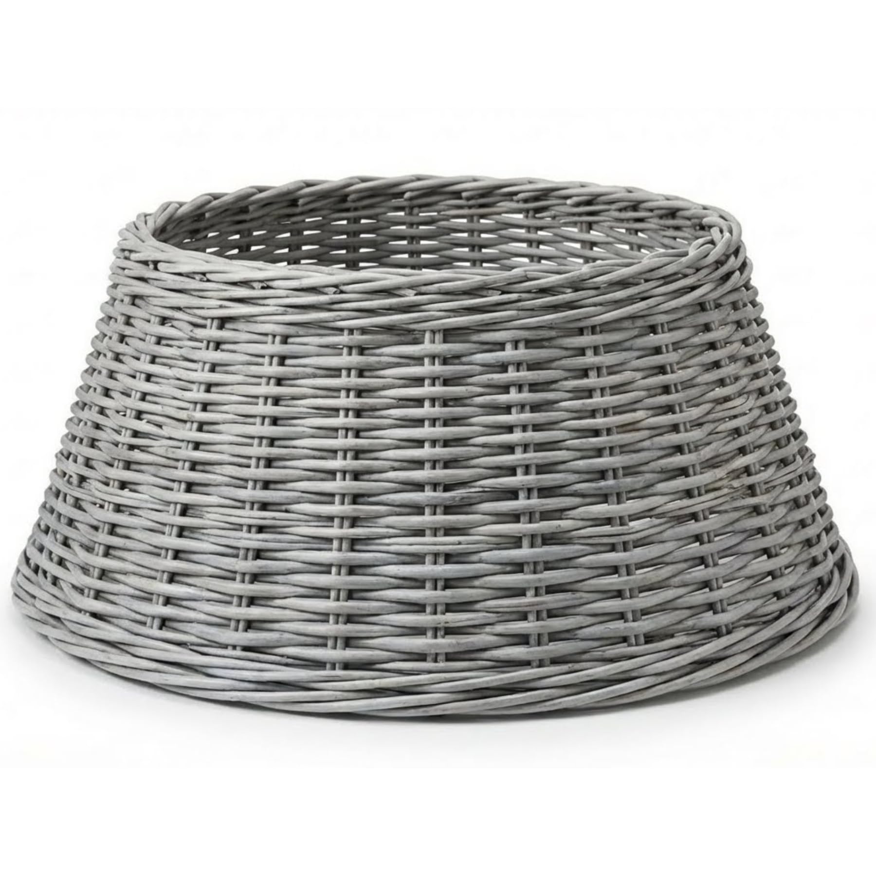  - Natural Wicker Christmas Tree Skirt Grey Small 40X58X26Cm Decorative Base Cover For Artificial Or Real Trees Rustic FinishD58