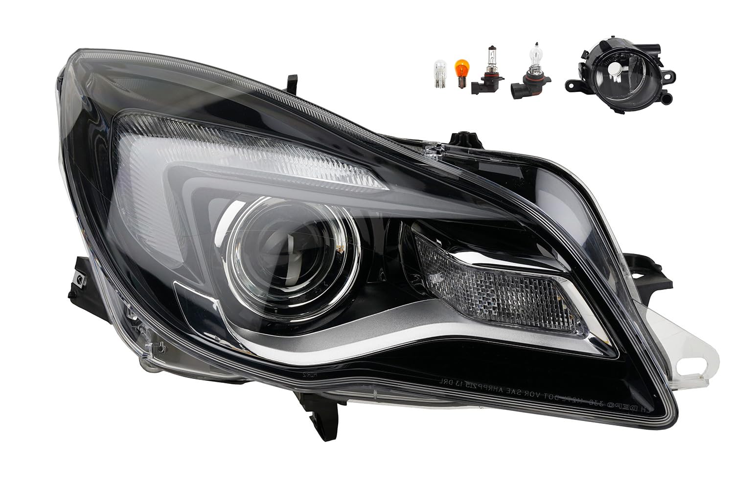 Johns, Faro alogeno anteriore adatto per Opel Insignia 10/13 Hir2 destro + fendinebbia + lampadina