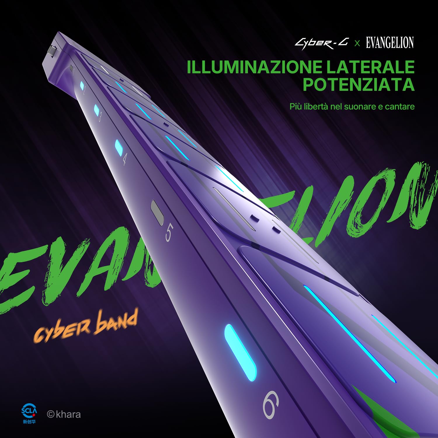 Enya CYBER‑G Smart E‑Chitarra – Collaborazione Ufficiale Evangelion, Innovativa Chitarra E & Acustica Senza Corde Fibra di Carbonio con App‑Learning, Effetti & Bluetooth, Chitarra Viaggio Portatile | Collaborazione ufficiale Evangelion, senza corde, app d