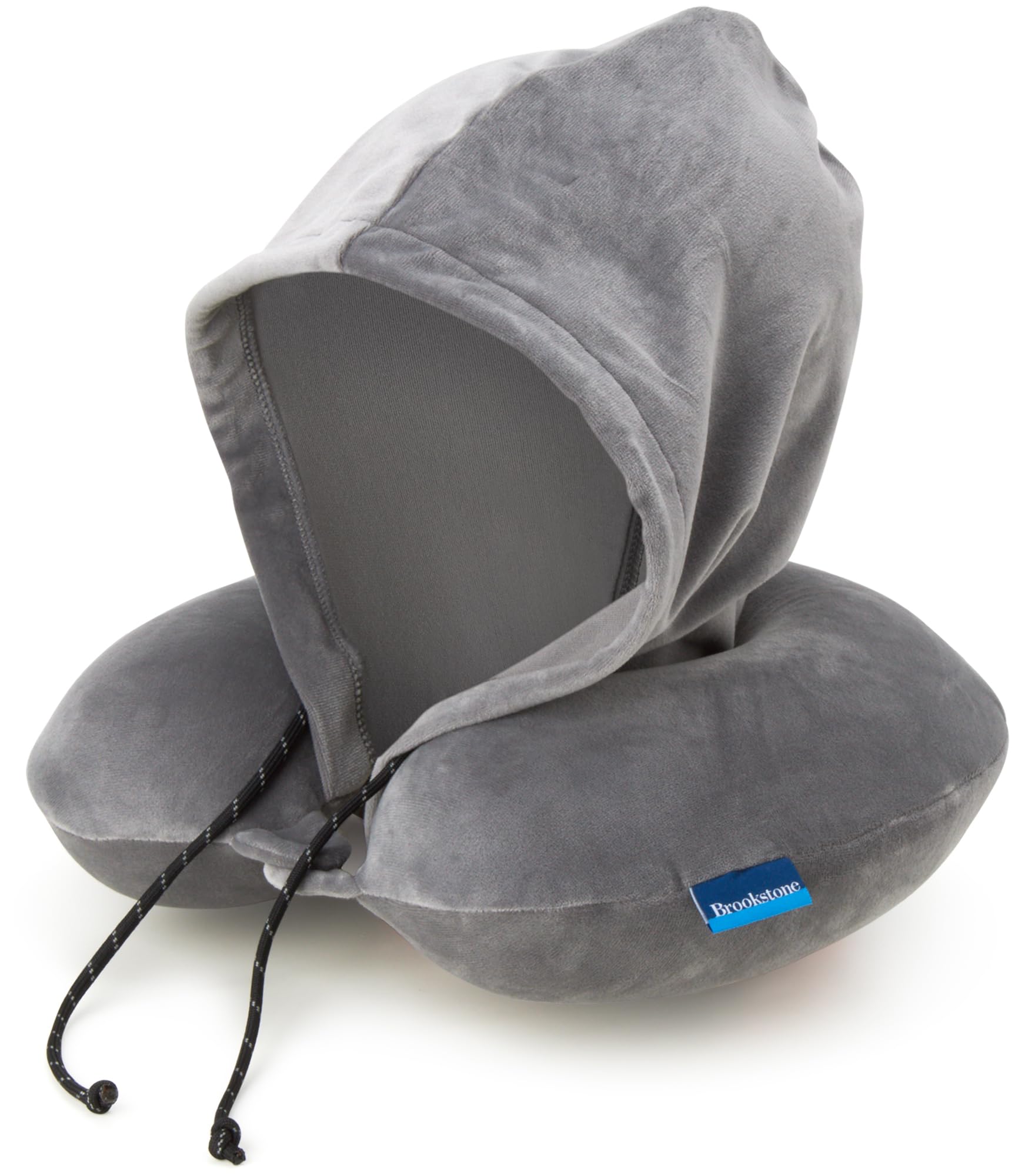 Brookstone Hooded Neck Travel Pillow - Memory Foam Light-Blocking Travel Neck Pillow with Hood for Sleeping, Airplane, Car, Size One Size, Dark Grey