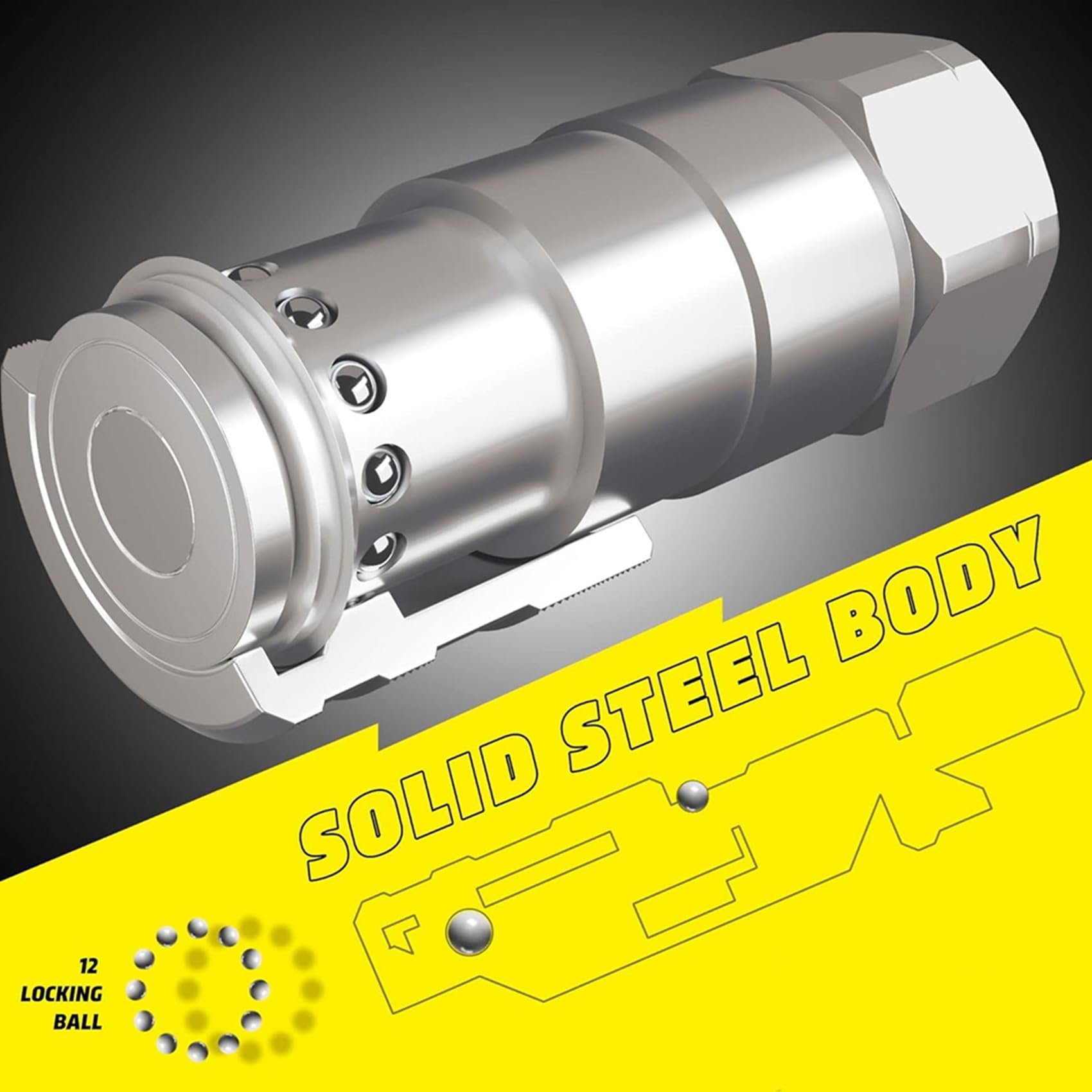 2X Złącza Hydrauliczne 1/2 NPT do Miniładowarek, Szybkozłącza z Płaską Powierzchnią i 4 Osłonami Przeciwpyłowymi