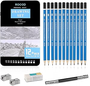 Crayons de croquis professionnels 6B à 4H pour le dessin des enfants et des adultes, crayon graphite d'art pour les artistes débutants.