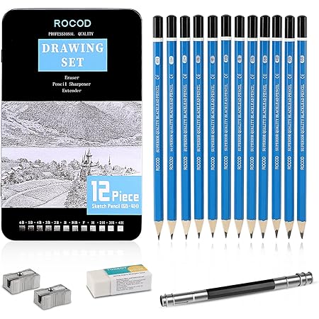 Profession sketch pencils 6B to 4H for kids and aldult drawing,Art graphite pencil for artists beginner sketching.