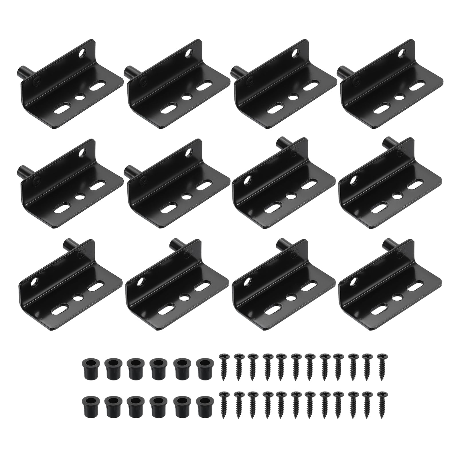 sourcing map 6Set Pivot Hinges, 40 x 26 mm Heavy Duty Concealed Shaft Door Hinges with Bushing for Furniture Cabinets Wood Doors, Black